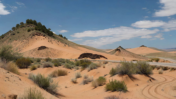 沙漠中行驶的越野汽车 沙漠中行驶的越野汽车