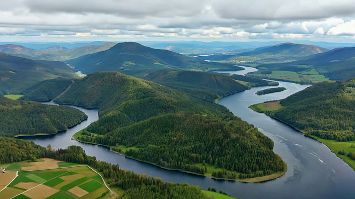 山川河流森林鸟瞰全景 山川河流森林鸟瞰全景