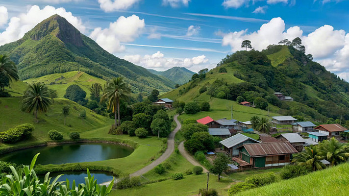 山村绿野湖泊自然风光 山村绿野湖泊自然风光
