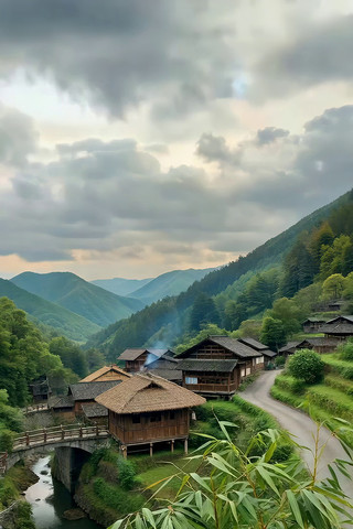 山村自然风光与传统民居景观 山村自然风光与传统民居景观