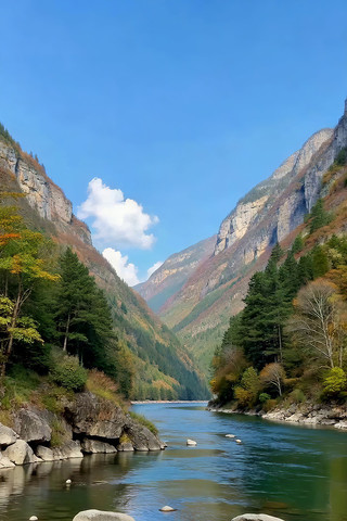 山谷河流自然风光 山谷河流自然风光