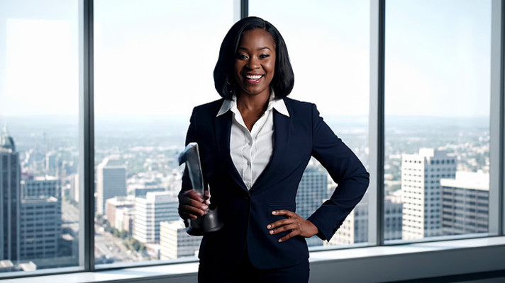 商务女性手持奖杯 商务女性手持奖杯