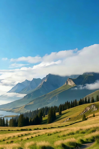 山间草地森林自然风光 山间草地森林自然风光