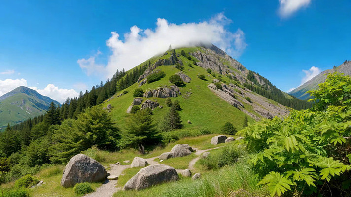 山间草地树林自然风光 山间草地树林自然风光