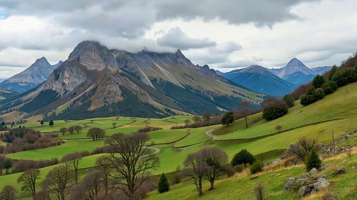 山间草地自然风光 山间草地自然风光