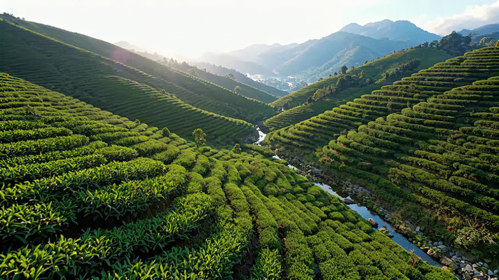 山间茶园自然风光全景 山间茶园自然风光全景