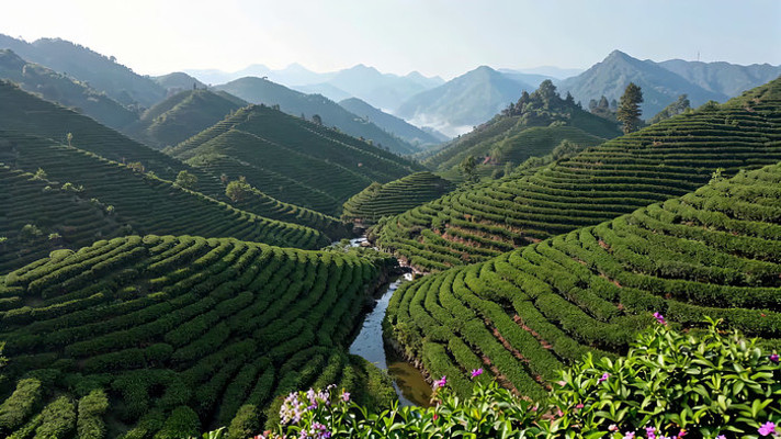 山间茶园自然风光全景 山间茶园自然风光全景