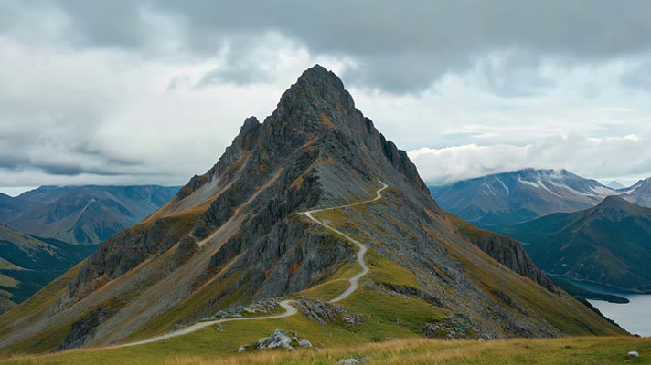 山间公路与巍峨山峰 山间公路与巍峨山峰