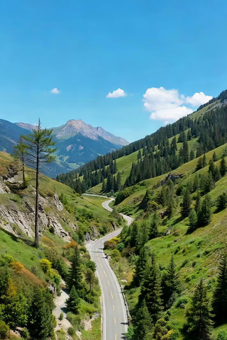 山间公路自然风光 山间公路自然风光