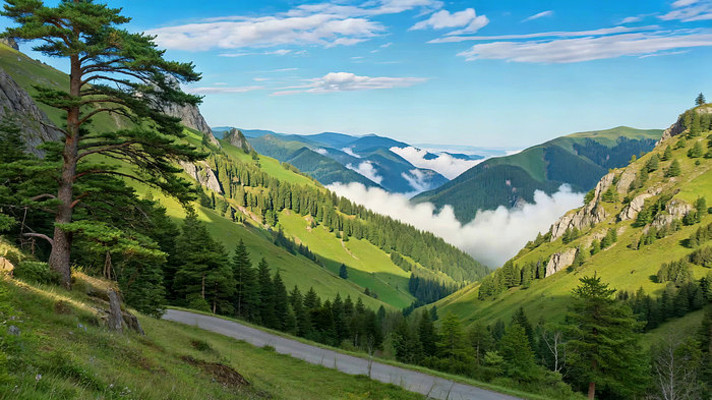 山间公路自然风光 山间公路自然风光