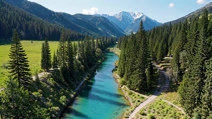 山间河流森林自然风光 山间河流森林自然风光