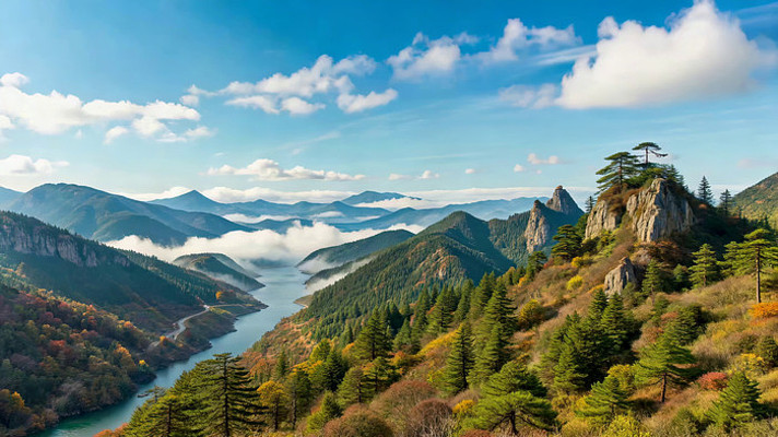 山间河流森林自然风光 山间河流森林自然风光