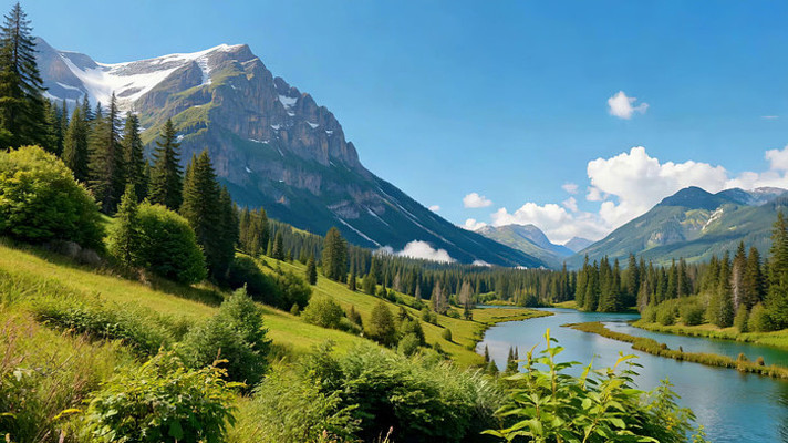 山间河流森林自然风光 山间河流森林自然风光