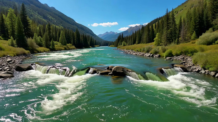 山间河流森林自然风光 山间河流森林自然风光