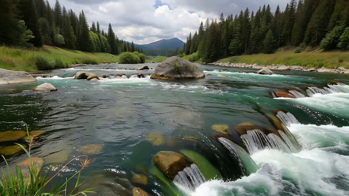 山间河流森林自然风光 山间河流森林自然风光