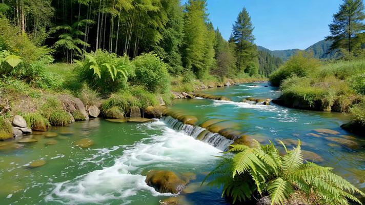 山间河流森林自然风光 山间河流森林自然风光