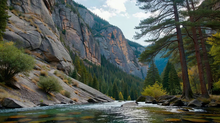 山间河流森林自然风景 山间河流森林自然风景