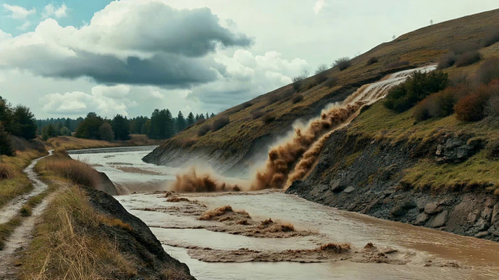 山间河流湍急水流景象 山间河流湍急水流景象
