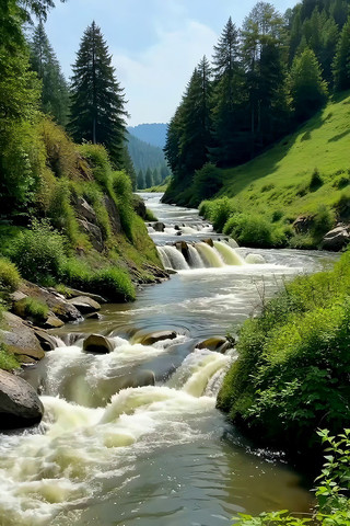 山间河流自然风光 山间河流自然风光