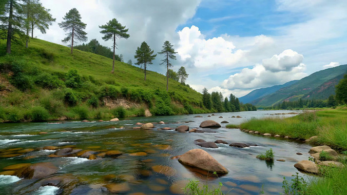 山间河流自然风光 山间河流自然风光