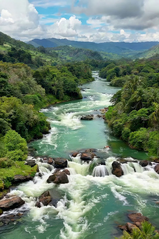 山间河流自然风光俯瞰 山间河流自然风光俯瞰