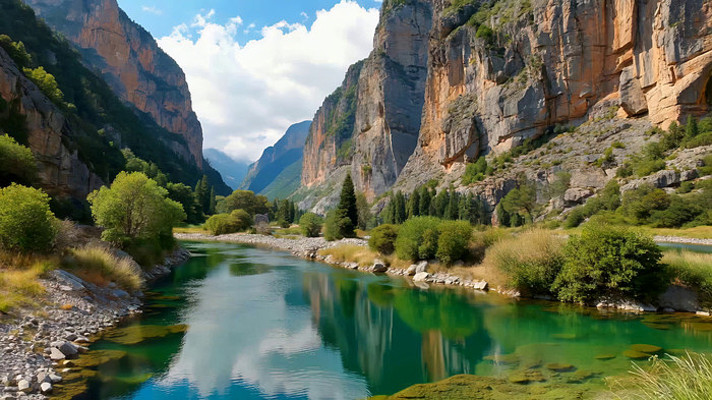 山间河流自然风光全景 山间河流自然风光全景