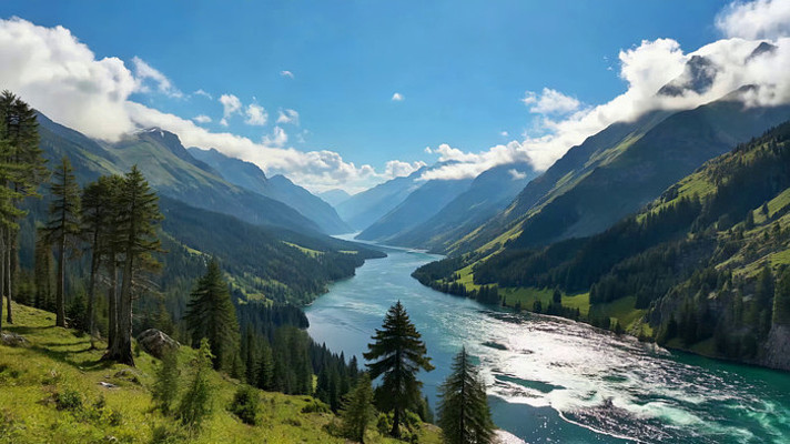 山间湖泊森林自然风光 山间湖泊森林自然风光