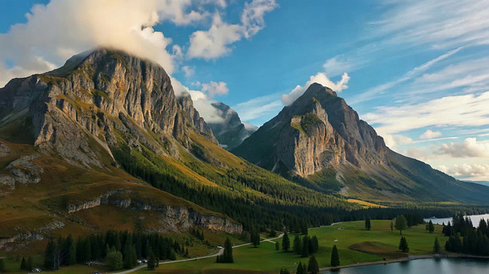 山间湖泊森林自然风光 山间湖泊森林自然风光