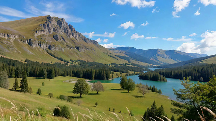 山间湖泊森林自然风光 山间湖泊森林自然风光