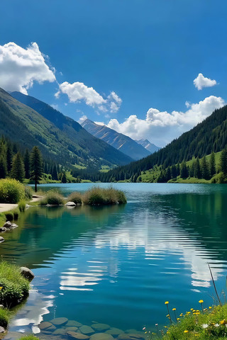 山间湖泊自然风光 山间湖泊自然风光