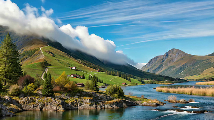 山间湖泊自然风光 山间湖泊自然风光