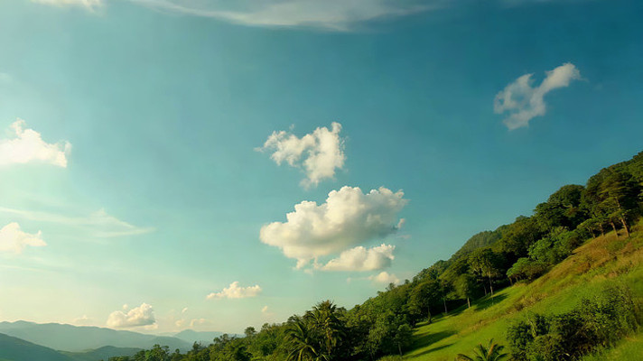 山间绿野蓝天白云风景 山间绿野蓝天白云风景
