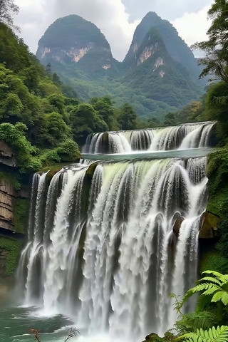 山间瀑布自然风光 山间瀑布自然风光