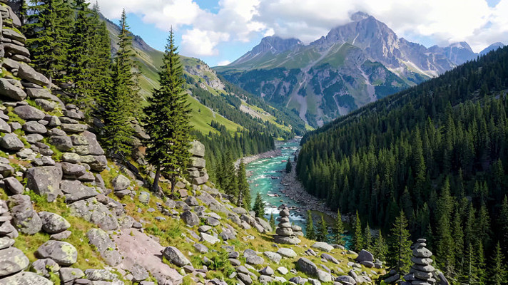 山间森林河流自然风光 山间森林河流自然风光