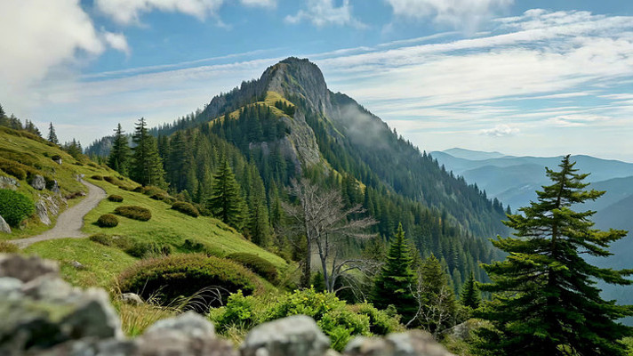山间森林小路自然风光 山间森林小路自然风光