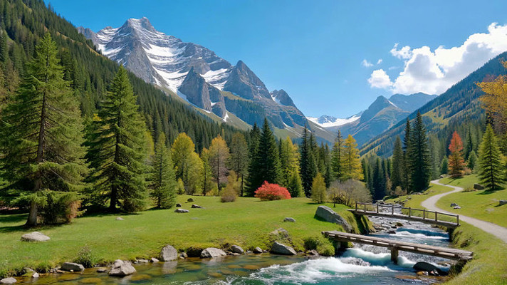 山间森林溪流自然风光 山间森林溪流自然风光