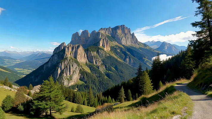 山间森林与山脉风景 山间森林与山脉风景