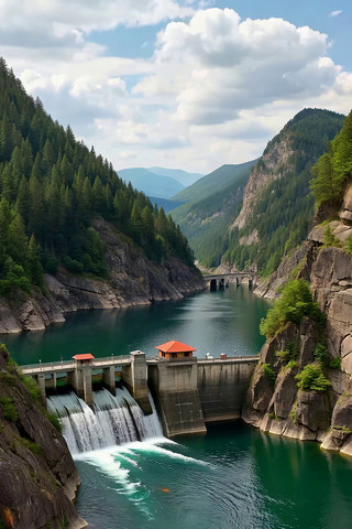 山间水库自然风光 山间水库自然风光