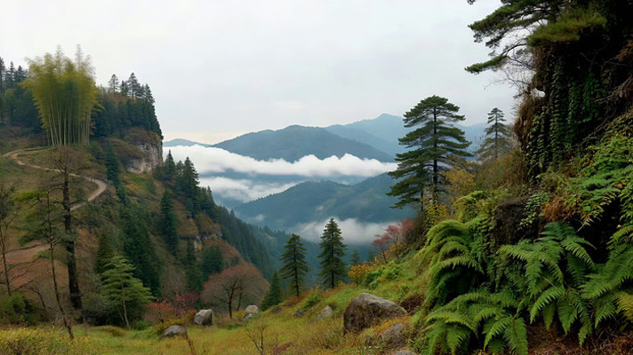 山间树林云海自然风光 山间树林云海自然风光