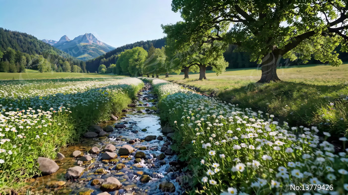 ɽ��СϪ�ԵĲݵ����ַ羰