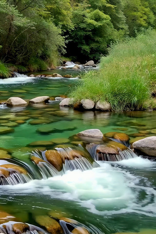山间溪流潺潺流水景象 山间溪流潺潺流水景象
