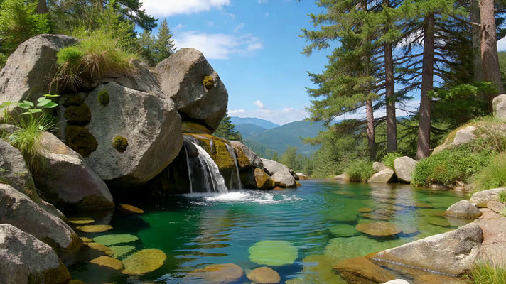 山间溪流瀑布自然景观 山间溪流瀑布自然景观