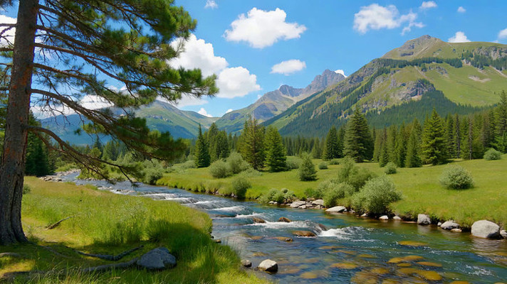 山间溪流森林自然风光 山间溪流森林自然风光