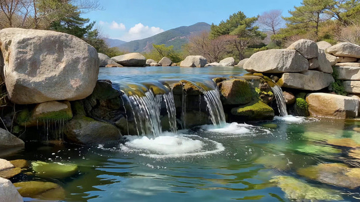 山间溪流与巨石自然风光 山间溪流与巨石自然风光