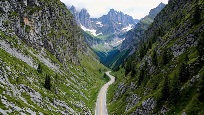 山间蜿蜒公路自然风光 山间蜿蜒公路自然风光