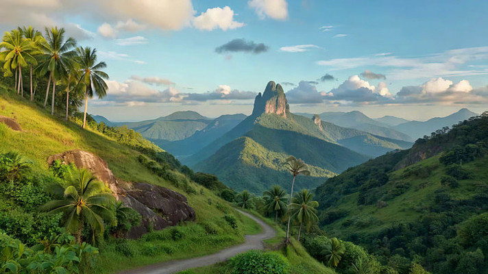 山间椰林自然风光全景 山间椰林自然风光全景