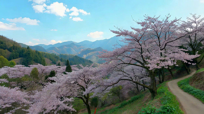 山间樱花树自然风光 山间樱花树自然风光