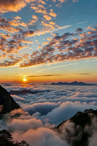 山间云海日出自然景观 山间云海日出自然景观