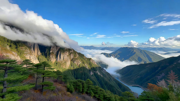 山间云海自然风光全景 山间云海自然风光全景
