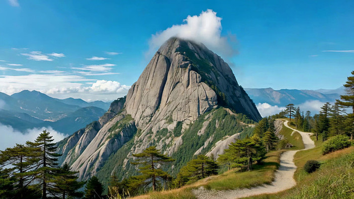 山间云雾缭绕的山峰风景 山间云雾缭绕的山峰风景